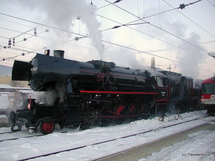 Steam locomotive BR 52.1227 in Graz, Austria