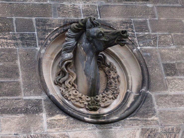Horse's head at the former riding hall of Coburg, Germany