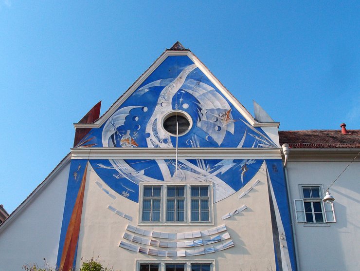 Sundial on the Styrian state archive in Graz, Austria