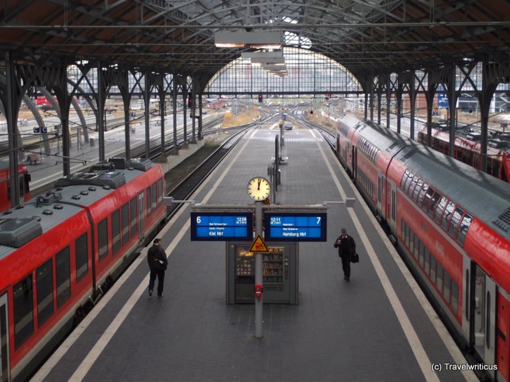 Platform hall of Lübeck Central Station, Germany