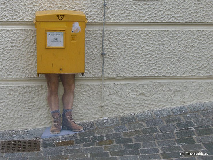 Postbox with legs in Mödling, Austria