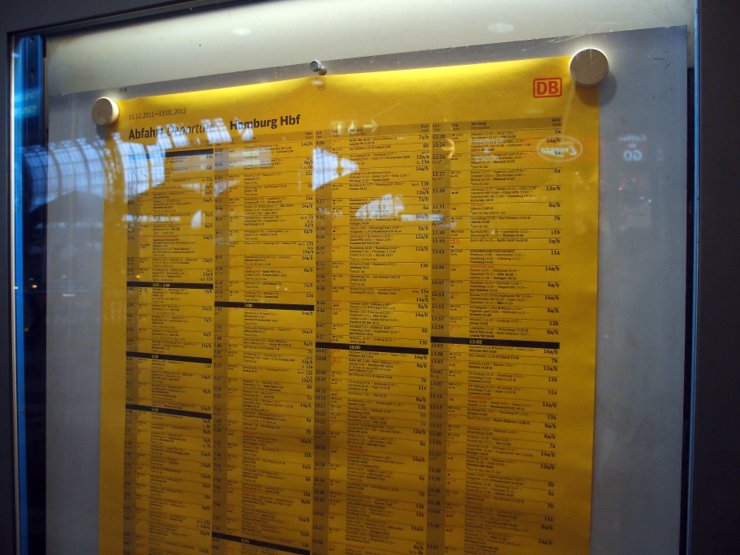 Time table at Hamburg central station