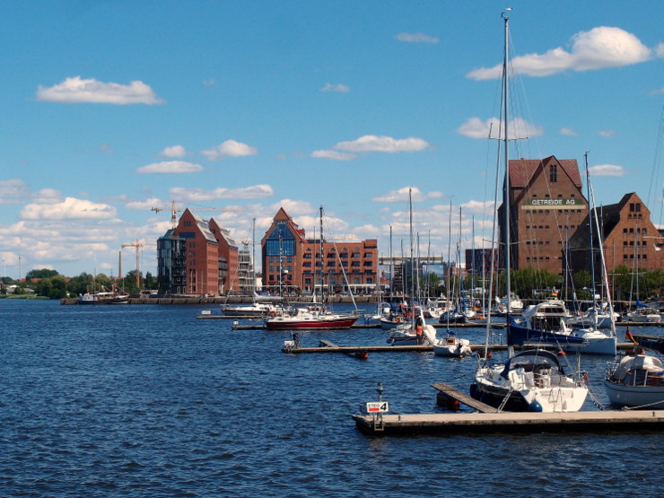 Warehouses at the city harbour of Rostock, Germany