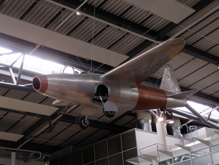 Replica of a Heinkel HE 178 at airport Rostock-Laage