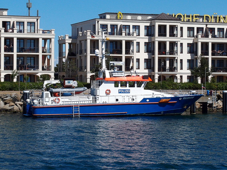Police boat FPB 25 in Rostock, Germany