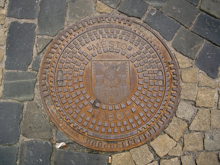 Manhole cover in Tabor, Czech Republic