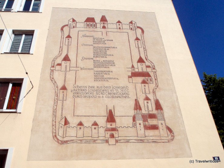 Mural depicting the town wall